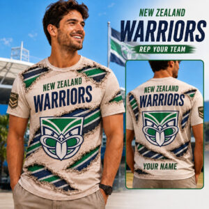 Auspiritmerch New Zealand Warriors Team Cool Style T-Shirt Custom Name Gift For Fan