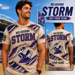 Auspiritmerch Melbourne Storm Team Cool Style T-Shirt Custom Name Gift For Fan