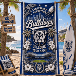Auspiritmerch Canterbury-Bankstown Bulldogs Premium Bath/ Beach Towel Personalized Gift For Fan