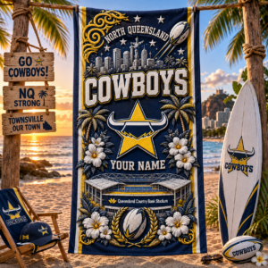 Auspiritmerch North Queensland Cowboys Premium Bath/ Beach Towel Personalized Gift For Fan