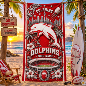 Auspiritmerch Dolphins Premium Bath/ Beach Towel Personalized Gift For Fan