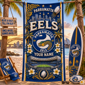 Auspiritmerch Parramatta Eels Premium Bath/ Beach Towel Personalized Gift For Fan