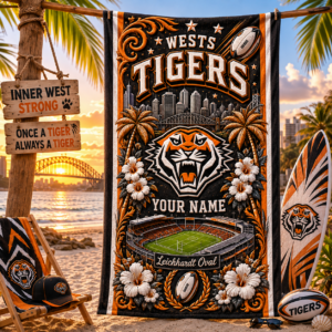 Auspiritmerch Wests Tigers Premium Bath/ Beach Towel Personalized Gift For Fan