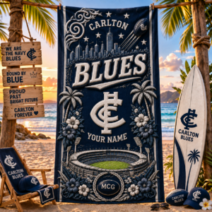 Auspiritmerch Carlton Blues Premium Bath/ Beach Towel Personalized Gift For Fan