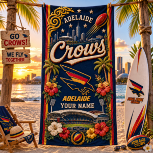 Auspiritmerch Adelaide Crows Premium Bath/ Beach Towel Personalized Gift For Fan