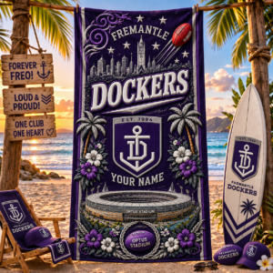 Auspiritmerch Fremantle Dockers Premium Bath/ Beach Towel Personalized Gift For Fan