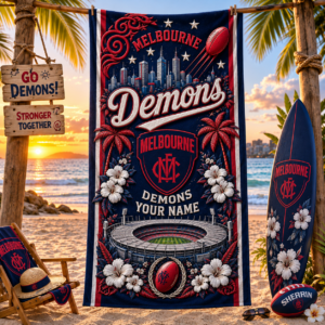 Auspiritmerch Melbourne Demons Premium Bath/ Beach Towel Personalized Gift For Fan