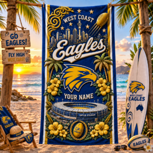 Auspiritmerch West Coast Eagles Premium Bath/ Beach Towel Personalized Gift For Fan