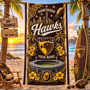 Auspiritmerch Hawthorn Hawks Premium Bath/ Beach Towel Personalized Gift For Fan