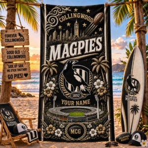 Auspiritmerch Collingwood Magpies Premium Bath/ Beach Towel Personalized Gift For Fan