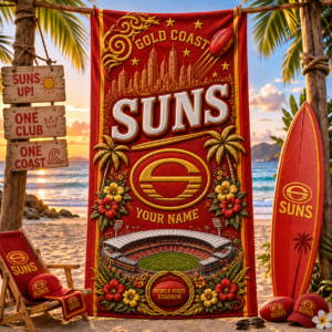 Auspiritmerch Gold Coast Suns Premium Bath/ Beach Towel Personalized Gift For Fan