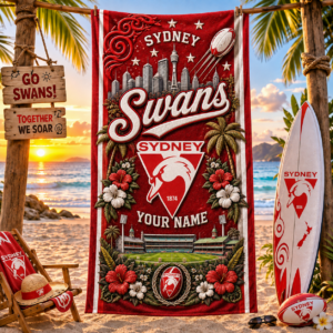 Auspiritmerch Sydney Swans Premium Bath/ Beach Towel Personalized Gift For Fan