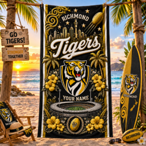 Auspiritmerch Richmond Tigers Premium Bath/ Beach Towel Personalized Gift For Fan