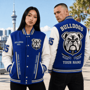 Auspiritmerch Canterbury-Bankstown Bulldogs Baseball Jacket Custom Name & Number Gift For Fan