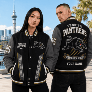 Auspiritmerch Penrith Panthers Baseball Jacket Custom Name & Number Gift For Fan