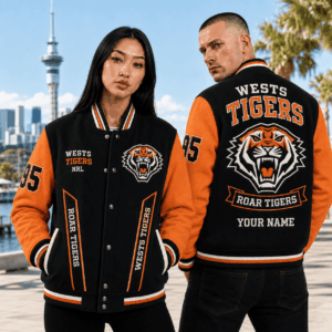 Auspiritmerch Wests Tigers Baseball Jacket Custom Name & Number Gift For Fan