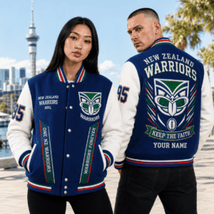 Auspiritmerch New Zealand Warriors Baseball Jacket Custom Name & Number Gift For Fan