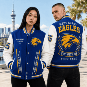 Auspiritmerch West Coast Eagles Baseball Jacket Custom Name & Number Gift For Fan