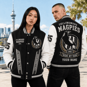 Auspiritmerch Collingwood Magpies Baseball Jacket Custom Name & Number Gift For Fan