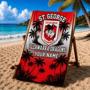 Auspiritmerch St George Illawarra Dragons Premium Bath/ Beach Towel Personalized Gift For Fan