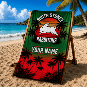 Auspiritmerch South Sydney Rabbitohs Premium Bath/ Beach Towel Personalized Gift For Fan