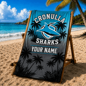 Auspiritmerch Cronulla-Sutherland Sharks Premium Bath/ Beach Towel Personalized Gift For Fan