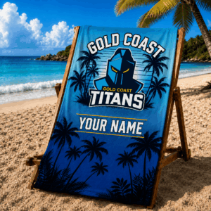 Auspiritmerch Gold Coast Titans Premium Bath/ Beach Towel Personalized Gift For Fan