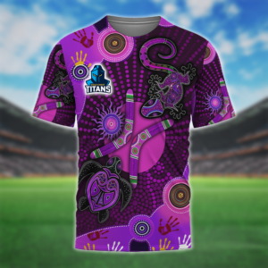 Auspiritmerch Gold Coast Titans Aboriginal Style Unisex 3D T-Shirt Custom Name Gift For Fans