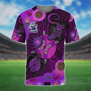 Auspiritmerch Melbourne Storm Aboriginal Style Unisex 3D T-Shirt Custom Name Gift For Fans