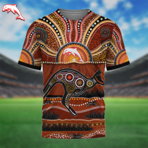 Auspiritmerch Redcliffe Dolphins Aboriginal Style T-Shirt Custom Name Gift For Fans