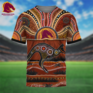 Auspiritmerch Brisbane Broncos Aboriginal Style T-Shirt Custom Name Gift For Fans