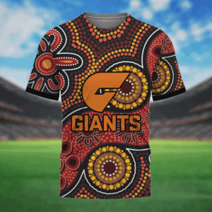 Auspiritmerch GWS Giants Aboriginal Style T-Shirt Custom Name Gift For Fans