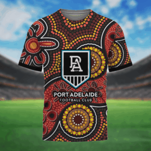 Auspiritmerch Port Adelaide Aboriginal Style T-Shirt Custom Name Gift For Fans