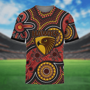 Auspiritmerch Hawthorn Hawks Aboriginal Style T-Shirt Custom Name Gift For Fans