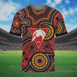 Auspiritmerch Sydney Swans Aboriginal Style T-Shirt Custom Name Gift For Fans