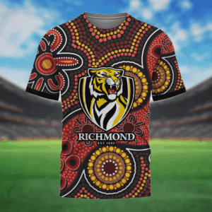 Auspiritmerch Richmond Tigers Aboriginal Style T-Shirt Custom Name Gift For Fans