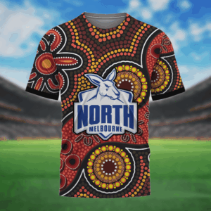 Auspiritmerch North Melbourne Aboriginal Style T-Shirt Custom Name Gift For Fans