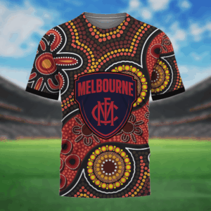 Auspiritmerch Melbourne Demons Aboriginal Style T-Shirt Custom Name Gift For Fans