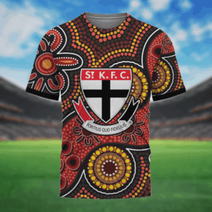 Auspiritmerch St Kilda Saints Aboriginal Style T-Shirt Custom Name Gift For Fans