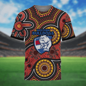 Auspiritmerch Western Bulldogs Aboriginal Style T-Shirt Custom Name Gift For Fans
