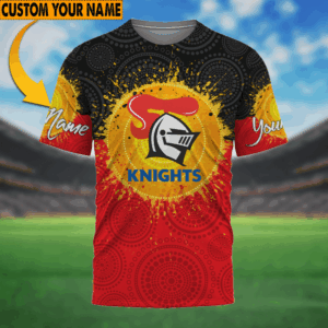 Auspiritmerch Newcastle Knights Aboriginal T-Shirt Custom Name Gift For Fan