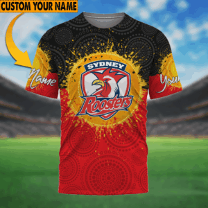 Auspiritmerch Sydney Roosters Aboriginal T-Shirt Custom Name Gift For Fan