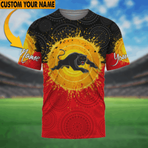 Auspiritmerch Penrith Panthers Aboriginal T-Shirt Custom Name Gift For Fan