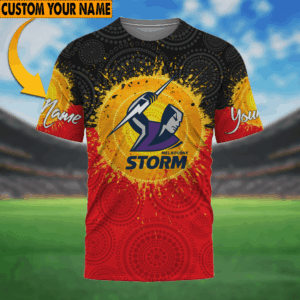Auspiritmerch Melbourne Storm Aboriginal T-Shirt Custom Name Gift For Fan