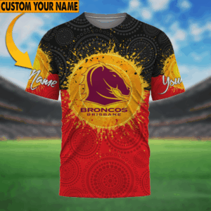 Auspiritmerch Brisbane Broncos Aboriginal T-Shirt Custom Name Gift For Fan