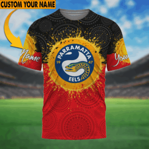 Auspiritmerch Parramatta Eels Aboriginal T-Shirt Custom Name Gift For Fan