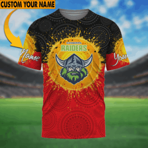 Auspiritmerch Canberra Raiders Aboriginal T-Shirt Custom Name Gift For Fan