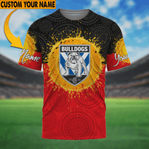 Auspiritmerch Canterbury-Bankstown Bulldogs Aboriginal T-Shirt Custom Name Gift For Fan