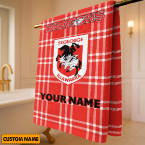 Auspiritmerch St. George Illawarra Dragons Premium Bath/ Beach Towel Personalized Gift For Fan