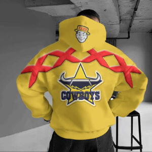 Auspiritmerch North Queensland Cowboys x XXXX Gold Hoodie Custom Name Gift For Fan